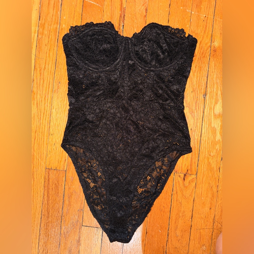 Zara Black Lace Detail Bodysuit